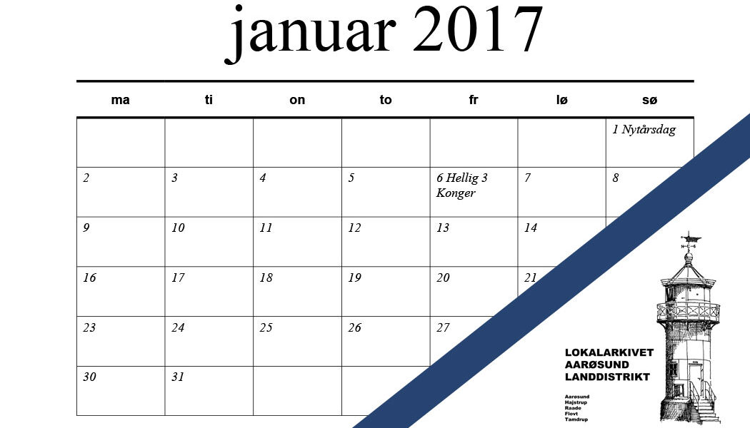 Årskalender 2017 fra Aarøsund lokalhistorisk arkivforening