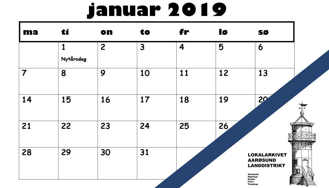 Årskalender 2019 fra Aarøsund lokalhistorisk arkivforening