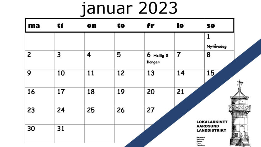 Årskalender 2023 fra Aarøsund lokalhistorisk arkivforening
